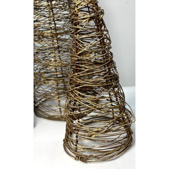 Set Of 3 Gold Wire Christmas Tree Decorations - Picture 5 of 6